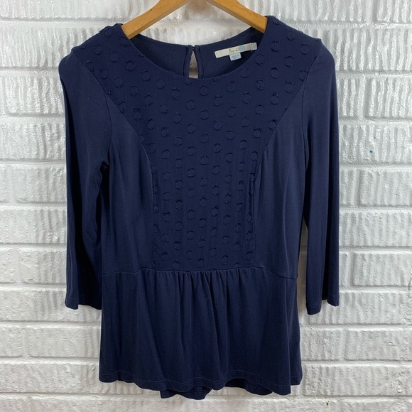 Boden Tops - Boden Navy Peplum Polka Dot Top 4